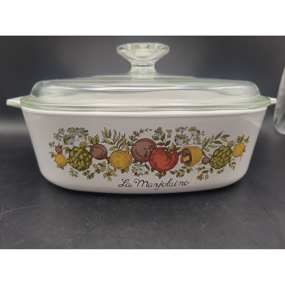Vintage 2 Qt. Corningware Pyrex 1970’s La Marjolaine Spice of Life Casserole